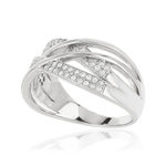 Bague argent 925 anneaux entrelacés zirconias - vue D1