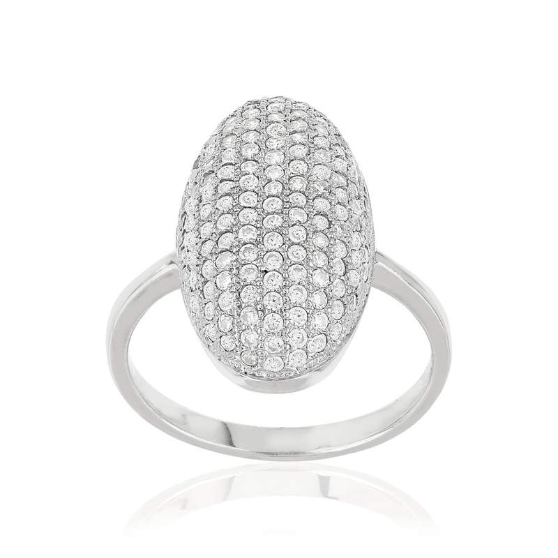 Bague argent 925 ovale zirconias - vue 1