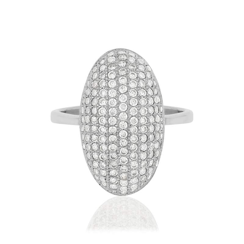 Bague argent 925 ovale zirconias - vue 3