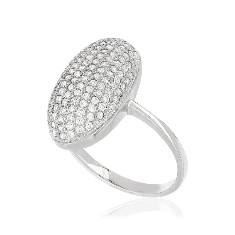 Bague argent 925 ovale zirconias - vue D1