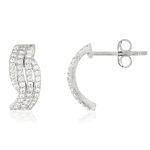 Créoles argent 925 zirconias 14 mm - vue 1