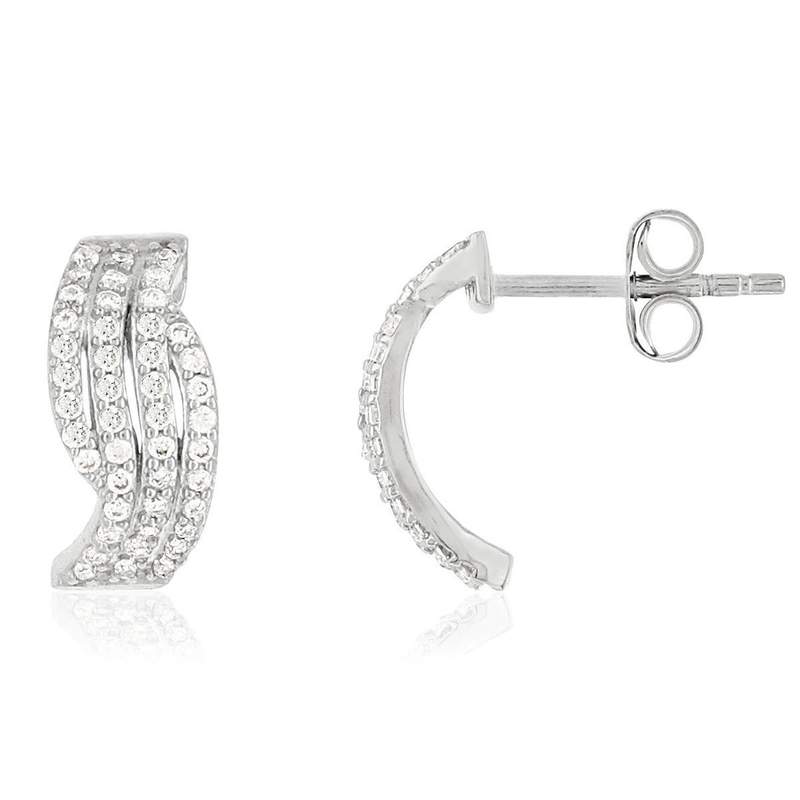 Créoles argent 925 zirconias 14 mm - vue 1