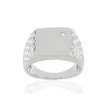 Chevalière argent 925 carrée zirconia - vue 1
