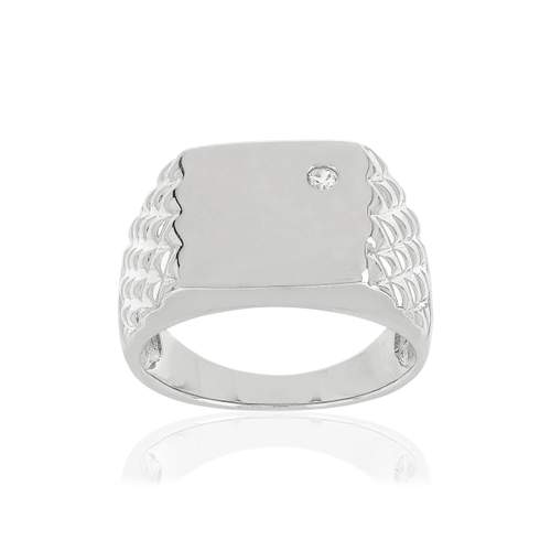925 silver Chevalière square zirconia