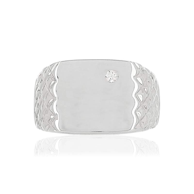 Chevalière argent 925 carrée zirconia - vue 3