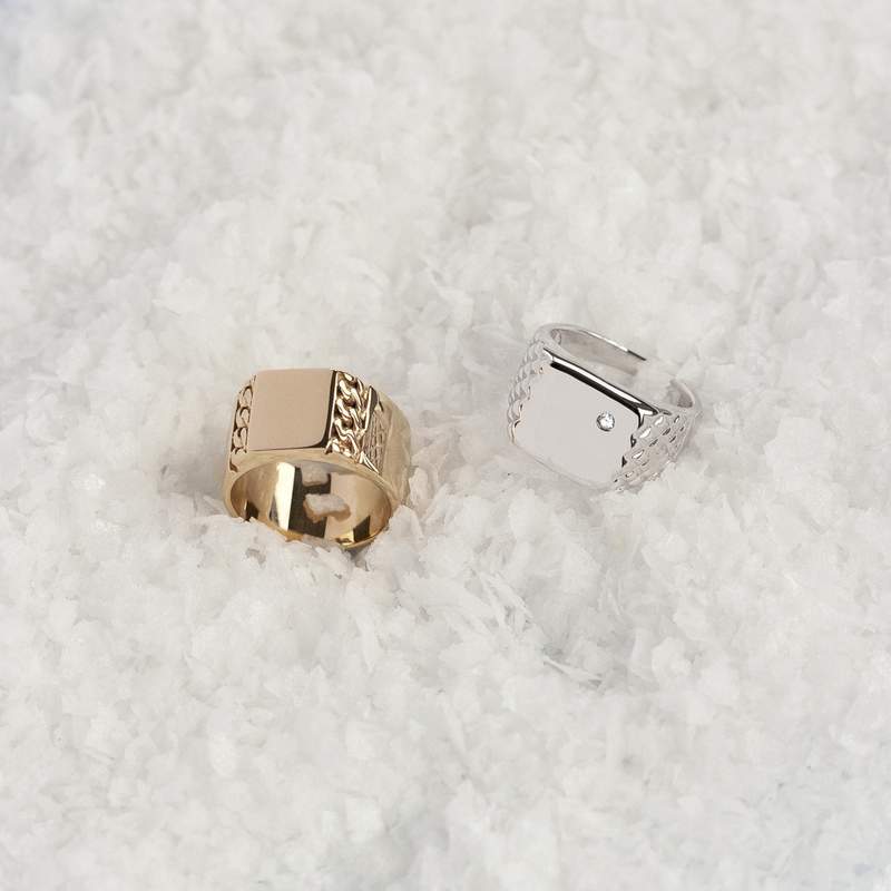 Chevalière argent 925 carrée zirconia - vue D3