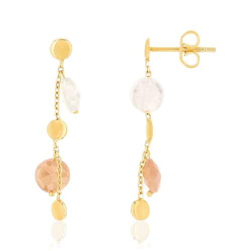 375 yellow gold earrings with moonstone pendants