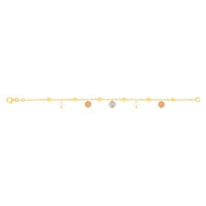 Bracelet or 375 jaune pampilles pierres de lune multicolores 18 cm