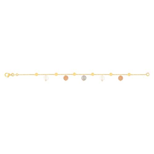 18 cm 375 yellow gold bracelet with multicolored moonstone pendants