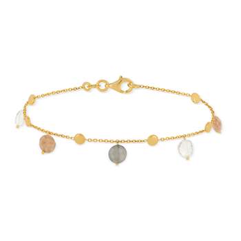 18 cm 375 yellow gold bracelet with multicolored moonstone pendants