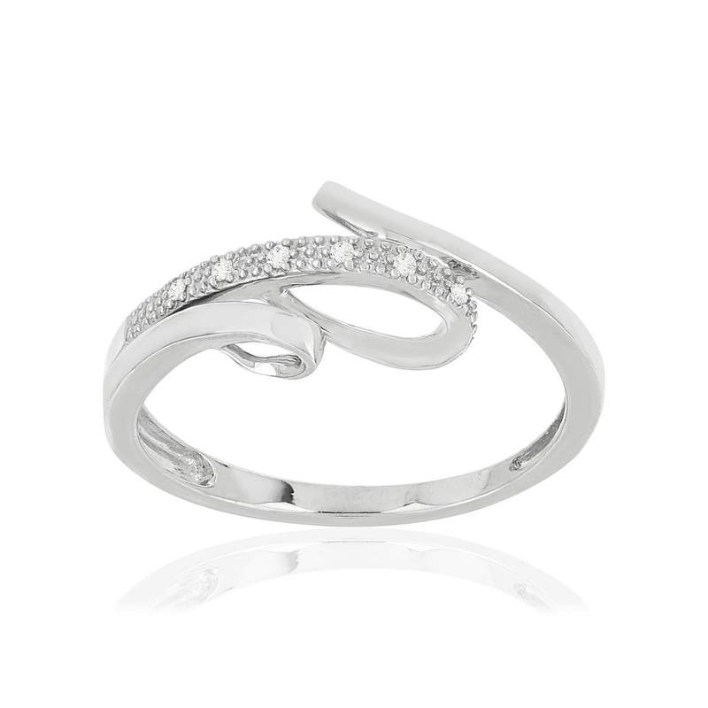 Bague MATY Or 375 blanc diamants - vue 1