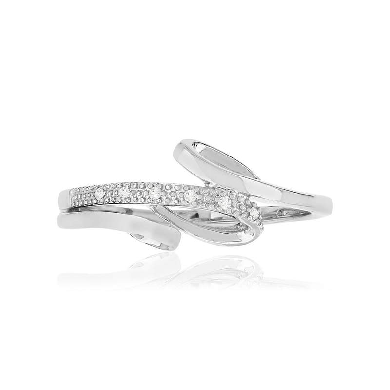 Bague MATY Or 375 blanc diamants - vue D1