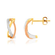 Boucles d'oreilles MATY Or 375 3 ors Diamants