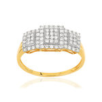 Bague or 375 2 tons rectangles diamants - vue 1