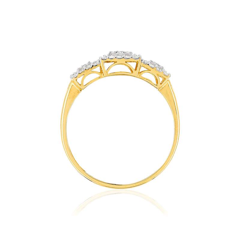 Bague or 375 2 tons rectangles diamants - vue 2