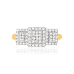 Bague or 375 2 tons rectangles diamants - vue 3