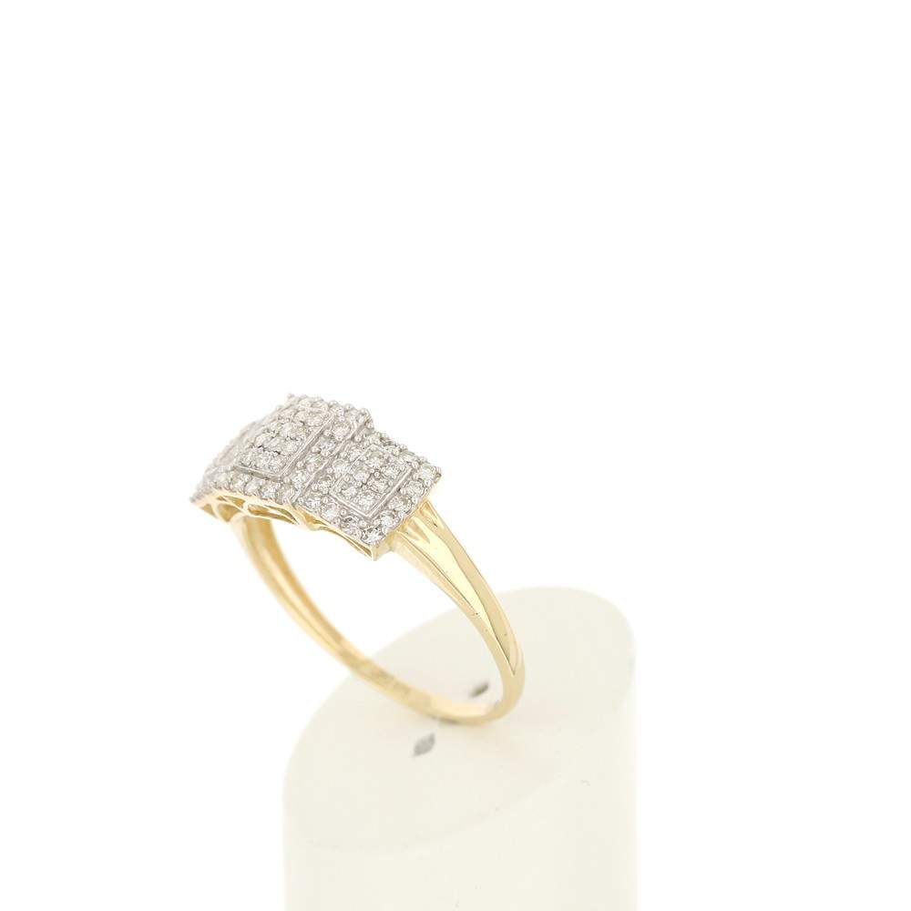 Bague or 375 2 tons rectangles diamants - vue 4