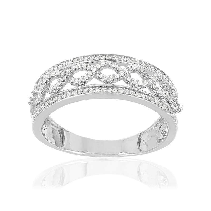 Bague MATY Or 375 blanc Diamants - vue 1