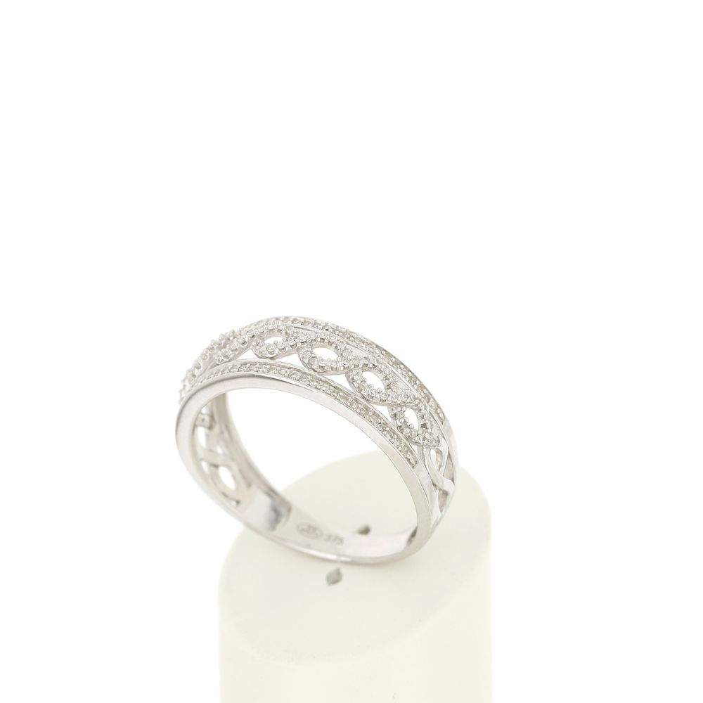 Bague MATY Or 375 blanc Diamants - vue 3