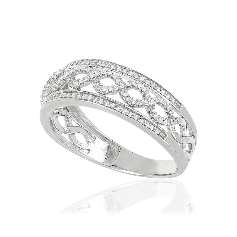 Bague MATY Or 375 blanc Diamants - vue D1