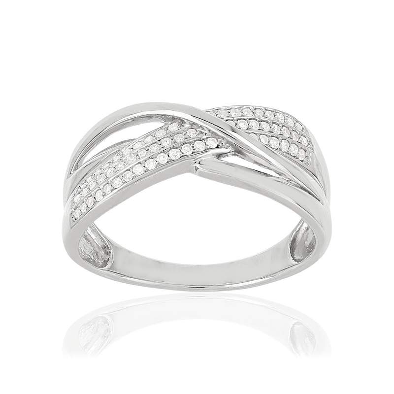Bague MATY Or 375 blanc Diamants - vue 1