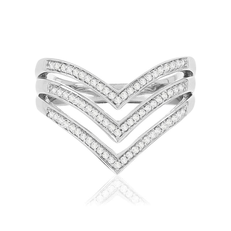 Bague MATY Or 375 blanc Diamants - vue 3