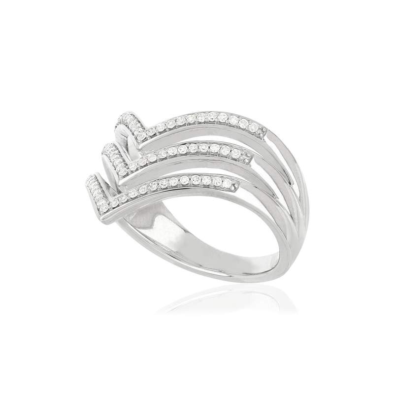 Bague MATY Or 375 blanc Diamants - vue D1