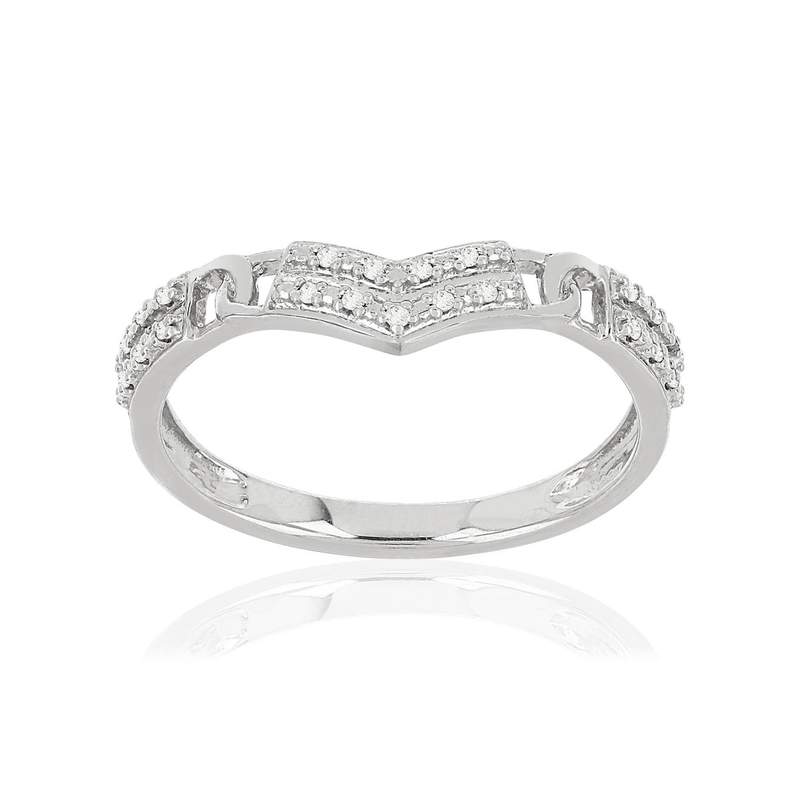 Bague MATY Or 375 blanc Diamant - vue 1