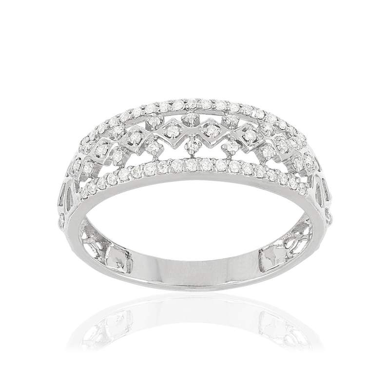 Bague MATY Or 375 blanc Diamants - vue 1