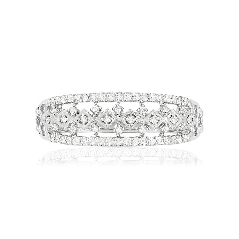 Bague MATY Or 375 blanc Diamants - vue 3