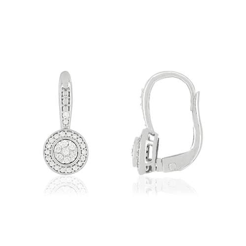 Boucles d'oreilles or 750 blanc dormeuses diamants