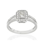 Bague or 750 blanc carrée diamants - vue 1