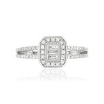 Bague or 750 blanc carrée diamants - vue 3