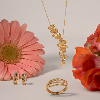 Collier or 375 jaune fleur 45 cm