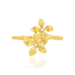Bague or 375 jaune fleurs - vue 3