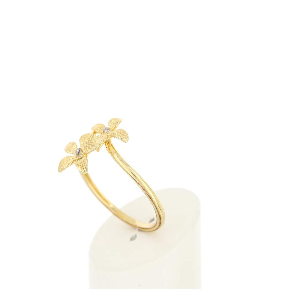 Bague or 375 jaune fleurs - vue 4