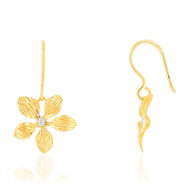 Boucles d'oreilles or 375 jaune pendants fleurs