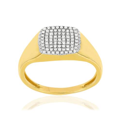 Bague or 375 2 tons carrée diamants