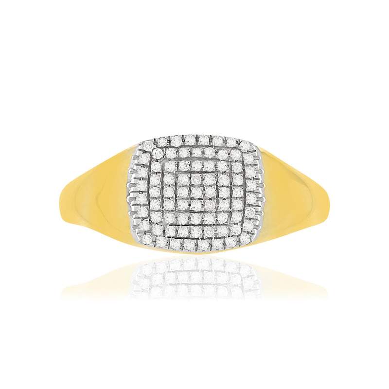Bague or 375 2 tons carrée diamants - vue 3