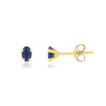 Boucles d'oreilles or 750 jaune saphirs ovales - vue 1