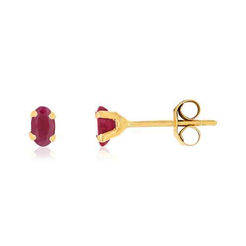 Boucles d'oreilles or 750 jaune rubis ovales