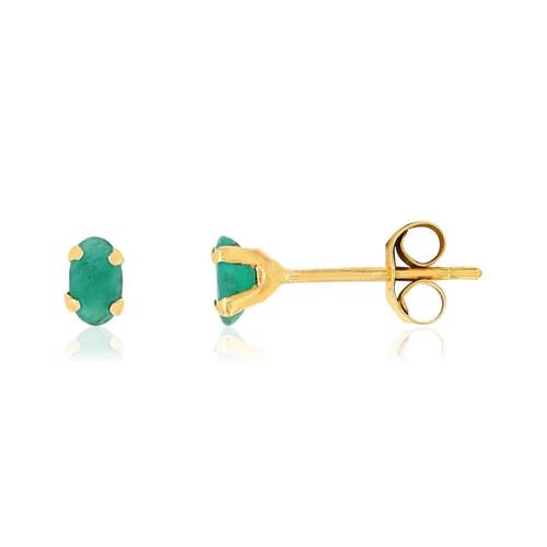 Boucles d'oreilles or 750 jaune émeraudes ovales
