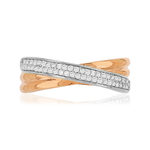 Bague 2 ors 750 rose et blanc diamants - vue 3