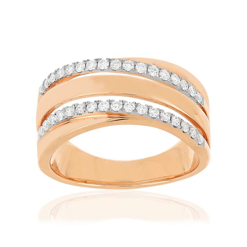Bague or rose 750 diamants - vue 1