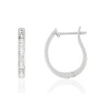 Boucles d'oreilles or blanc 750 diamants - vue 1