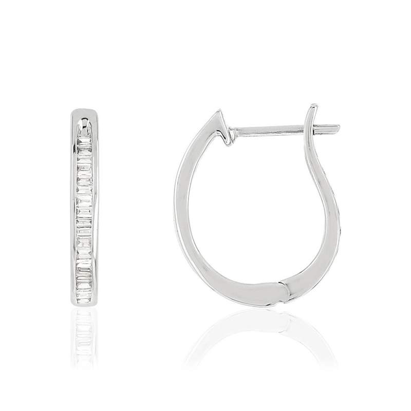 Boucles d'oreilles or blanc 750 diamants - vue 1