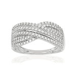 Bague or blanc 750 diamants - vue 1