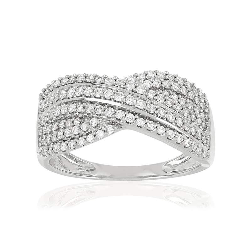 Bague or blanc 750 diamants - vue 1