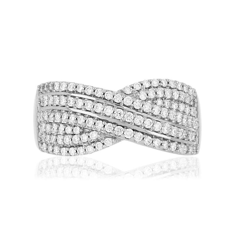 Bague or blanc 750 diamants - vue 3