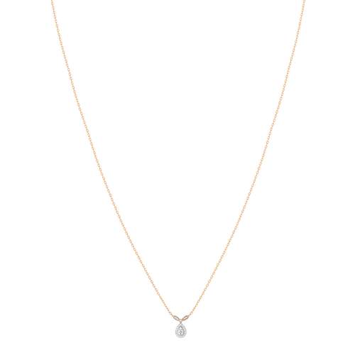 Collier or rose 375 2 tons goutte diamants 42 cm
